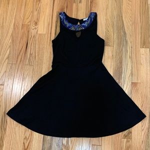 Black Halter Skater Dress, Size M